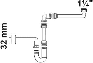 Siphon peu encombrant en polypropylène Kirchhoff pour lavabo, 1 1 4 x 32 mm - 98833518