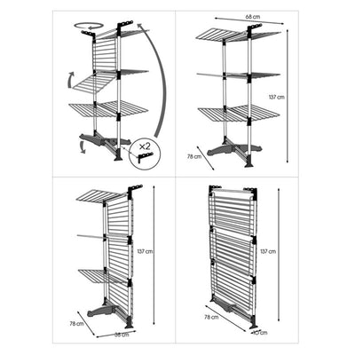 Tomado Tomado Ciclone Sèche Tour 40 m Ligne 78x72x137 cm Silver Black