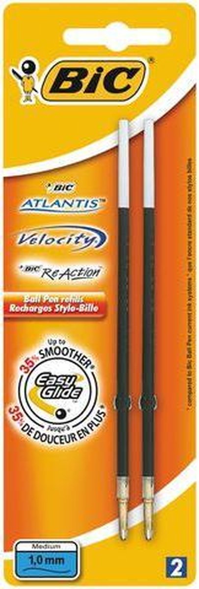 Recharge pour stylo à bille Bic réaction bleu moyen par 2 pièces