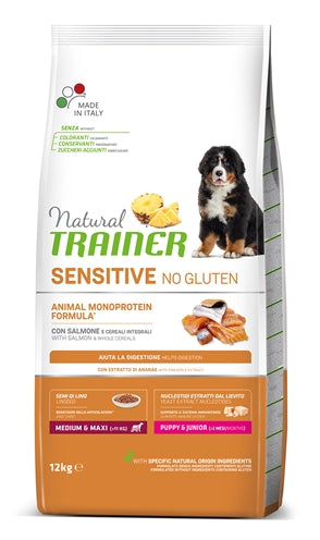 Entraîneur naturel chiot junior moyen junior maxi sensible saumon