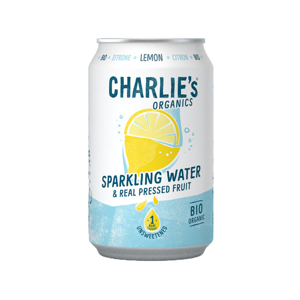 Charlie's Organics eau gazeuse citron bio canette (12x 33cl)