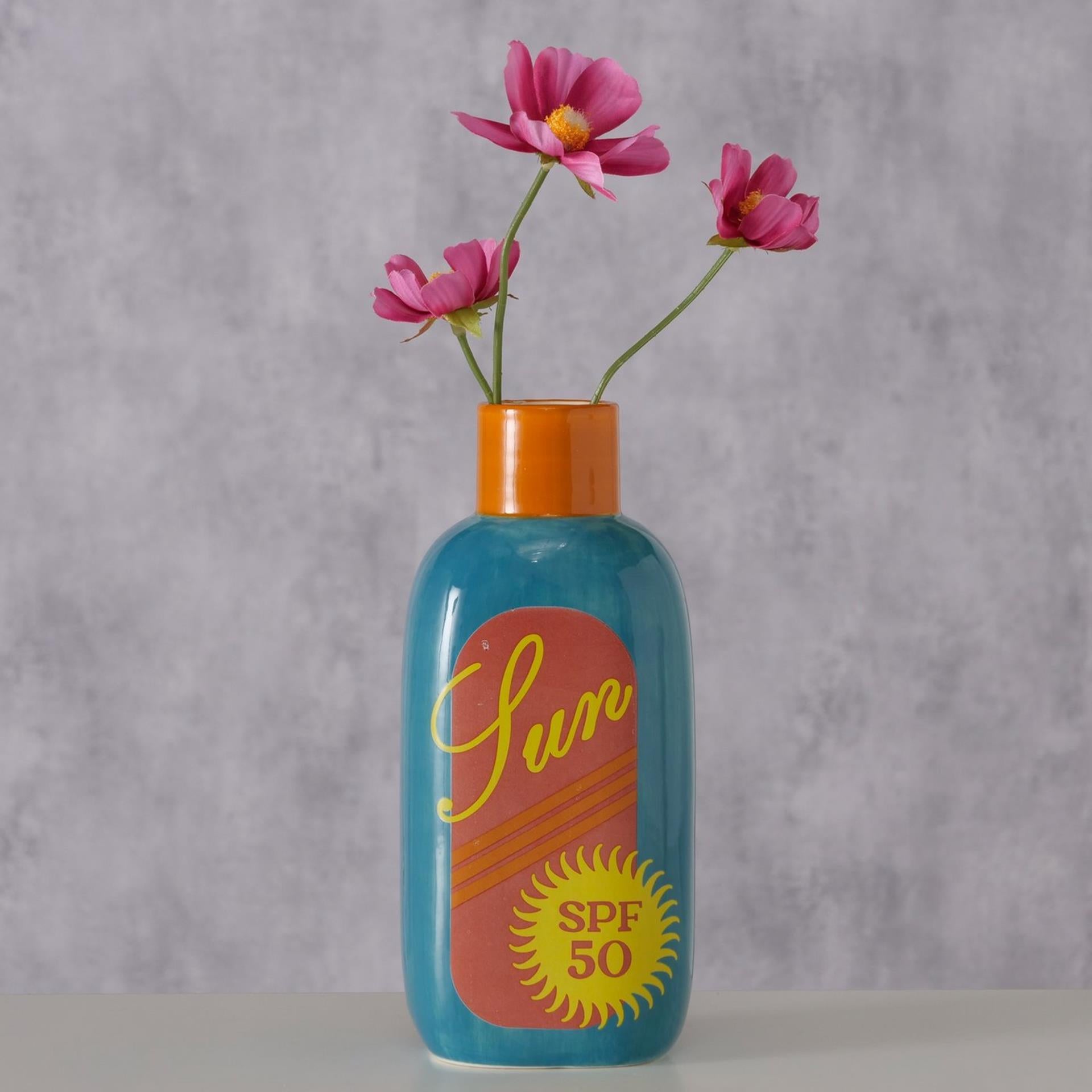 Boltze home vase bouteille de crème solaire ø9xh20cm