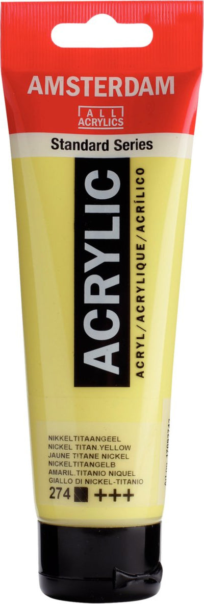Peinture acrylique série standard Amsterdam tube 120 ml jaune nickel titane 274