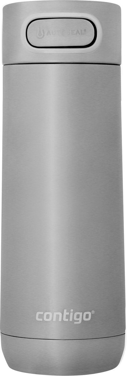 Tasse thermos de luxe à fermeture automatique Contigo, tasse à emporter en acier inoxydable, bouteille isotherme, tasse anti-fuite, va au lave-vaisselle, tasse à café avec couvercle facile à nettoyer, sans BPA, 470 ml | acier inoxydable