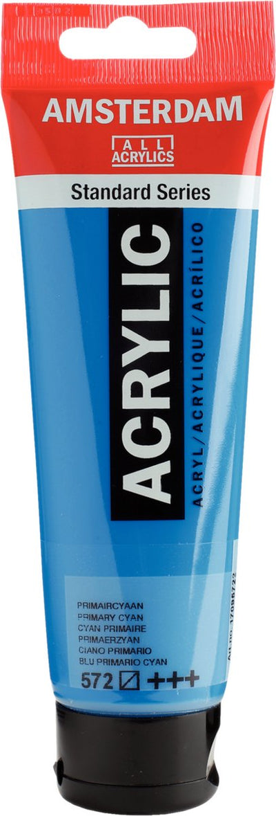 Tube de peinture acrylique série standard Amsterdam 120 ml cyan primaire 572