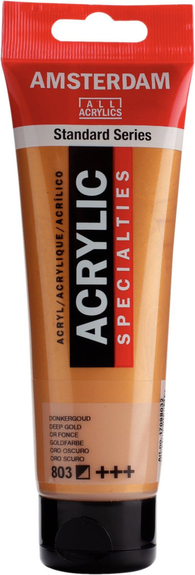 Tube de peinture acrylique série standard Amsterdam 120 ml or foncé 803