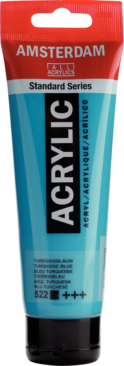Peinture acrylique série standard Amsterdam tube 120 ml bleu turquoise 522
