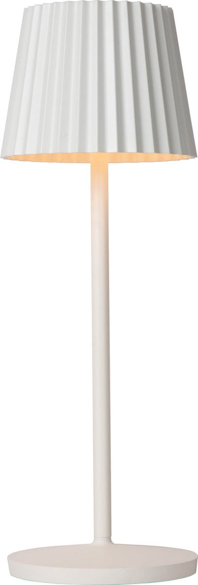Lucide justine - lampe de table rechargeable intérieur extérieur - batterie rechargeable - LED dimmable - 1x2w 2700k - ip54 - avec station de recharge sans fil - blanc