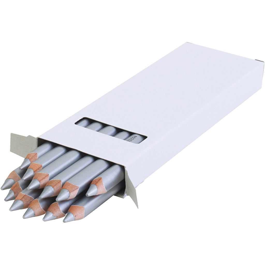 Crayon de couleur Edu3 edu jumbo, épaisseur 10 mm, mine 6,25 mm, argent, 12 pièces 1 boîte