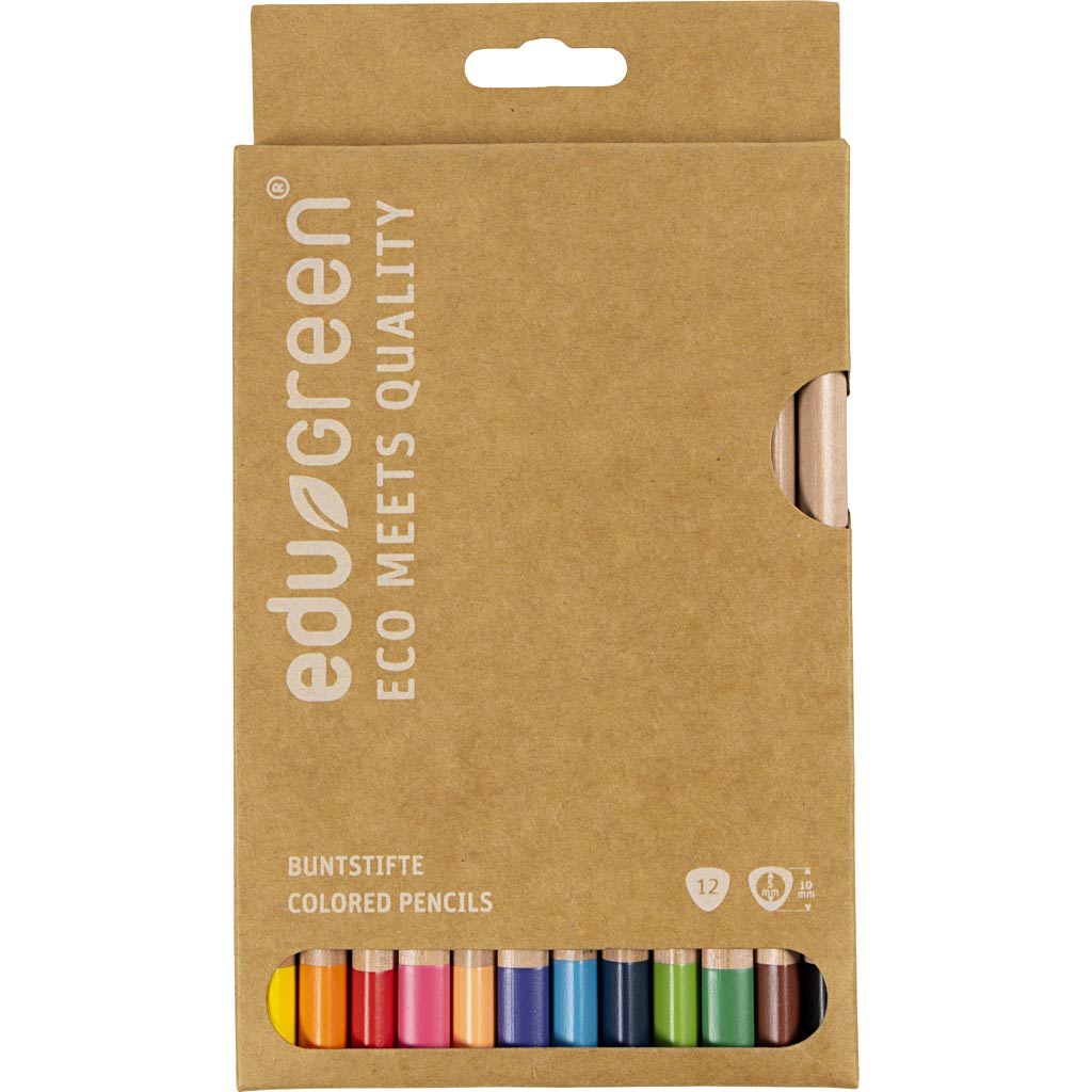 EDU3 crayons de couleur jumbo Edu3, épaisseur 10 mm, remplissage de 5 mm, différentes couleurs, 12 pièces 1 boîte