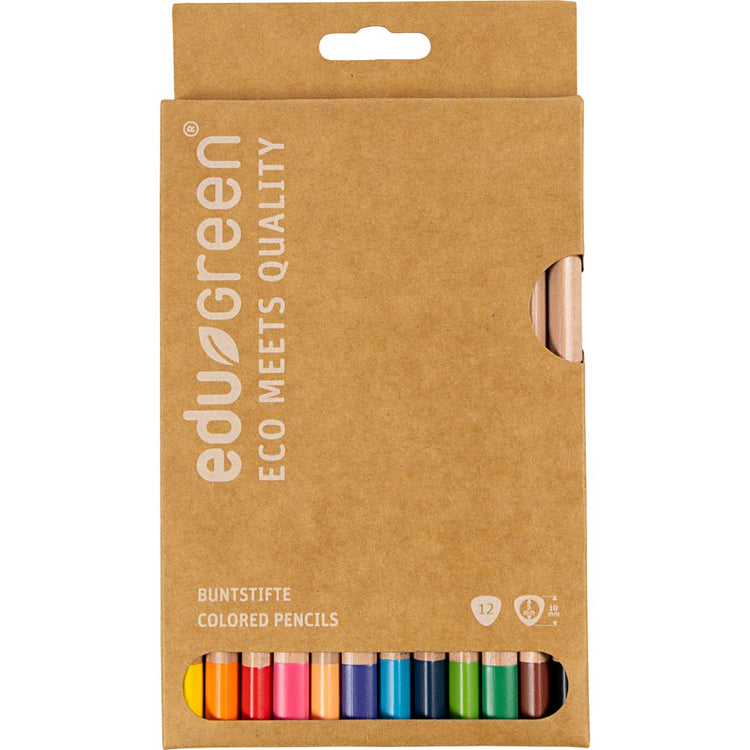 EDU3 crayons de couleur jumbo Edu3, épaisseur 10 mm, remplissage de 5 mm, différentes couleurs, 12 pièces 1 boîte