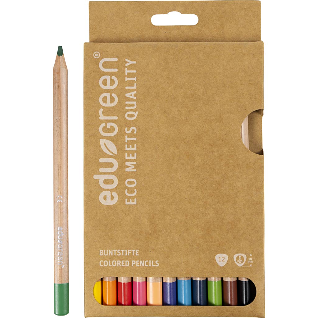 EDU3 crayons de couleur jumbo Edu3, épaisseur 10 mm, remplissage de 5 mm, différentes couleurs, 12 pièces 1 boîte
