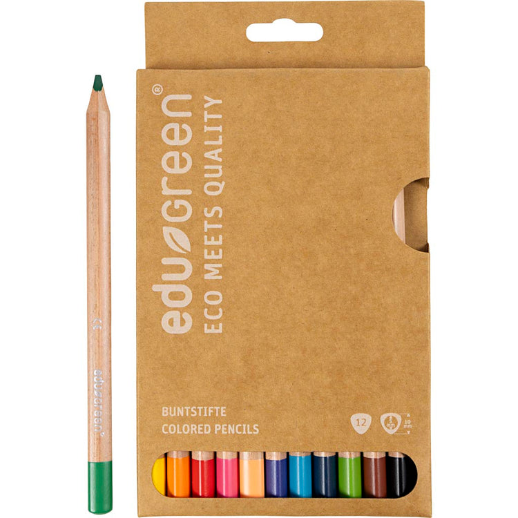 EDU3 crayons de couleur jumbo Edu3, épaisseur 10 mm, remplissage de 5 mm, différentes couleurs, 12 pièces 1 boîte