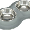 Trixie Food Bowl Bin Double Silicone en acier inoxydable gris