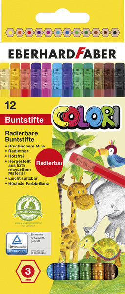 Eberhard Faber Eberhard Faber EF-514817 Crayons de couleur avec de la gomme penny 12 pièces
