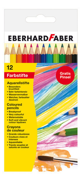 Eberhard Faber Eberhard Faber EF-516012 Boîte en carton au crayon Aquarel de 12 pièces avec pinceau
