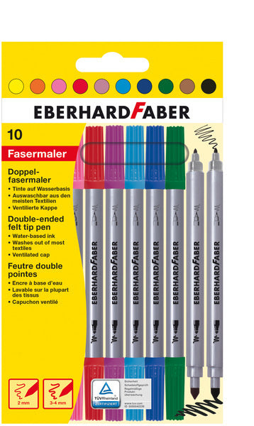 Eberhard Faber Eberhard Faber EF-550010 PENS TIP FELT DUO 0,8 + 1-3 mm Assorti de 10 pièces
