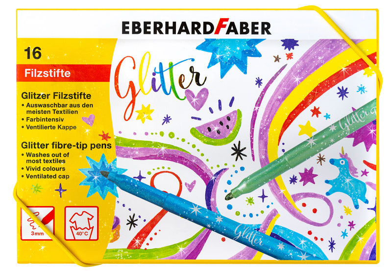 Eberhard Faber Eberhard Faber EF-551016 Boîte à paillettes de stylos à pointe en feutre 16 couleurs