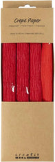 Papier crépon Creativ company, feuille 25x60 cm, taux de crêpe : 180%, 105 gr, rouge, 4 feuilles 1 boîte