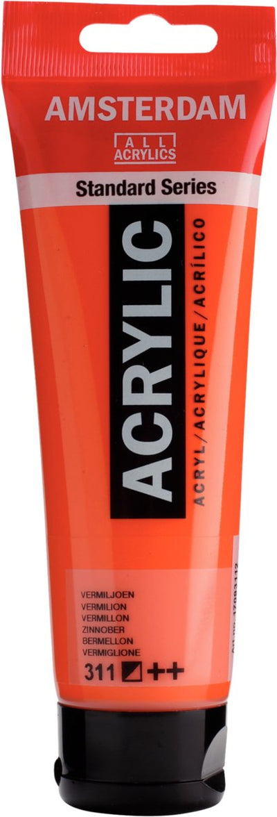 Peinture acrylique série standard Amsterdam tube 120 ml vermillon 311