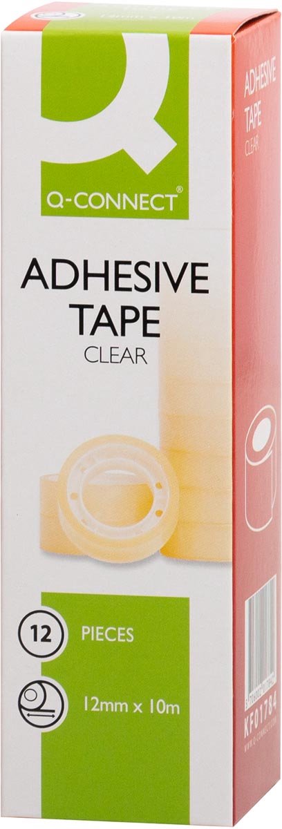 Ruban adhésif Q-connect, pp, ft 12 mm x 10 m, boîte de 12