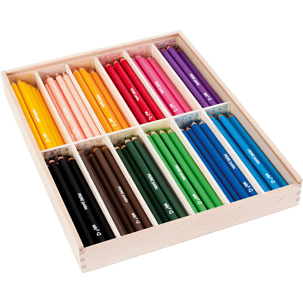Crayon de couleur Edu3 edu jumbo, épaisseur 10 mm, mine 6,25 mm, différentes couleurs, 12x12 pièce 1 boîte