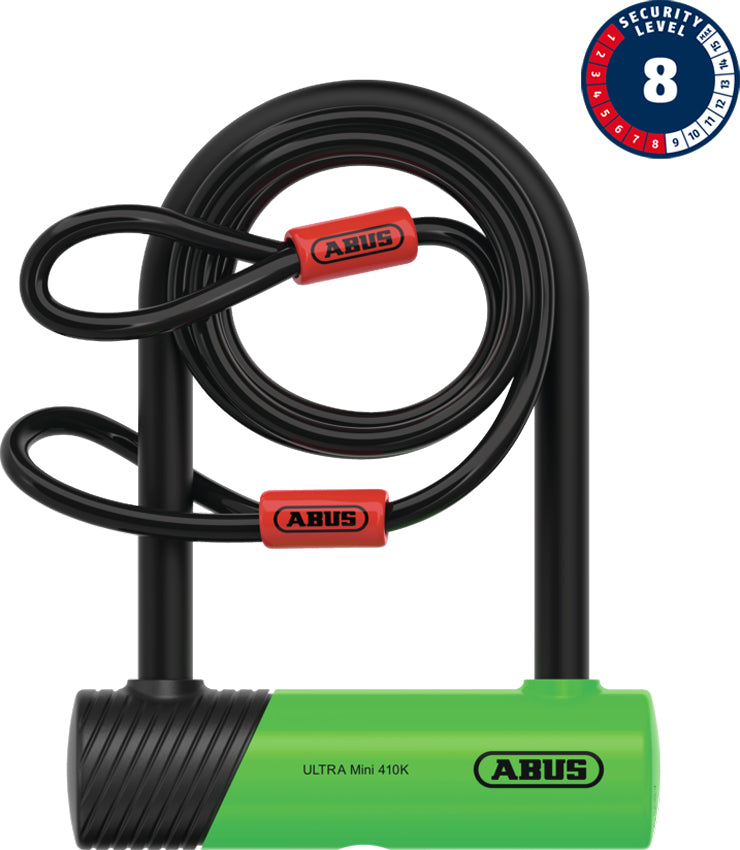 Antivol en U Abus ultra mini 410k 150hb140 incl. câble à boucle cobra et support sh