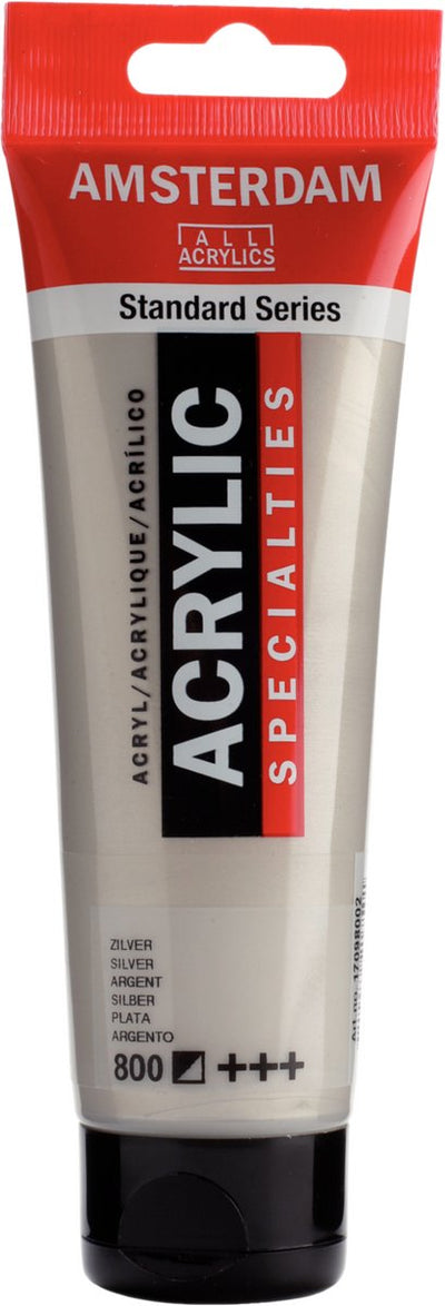 Tube de peinture acrylique série standard Amsterdam 120 ml argent 800