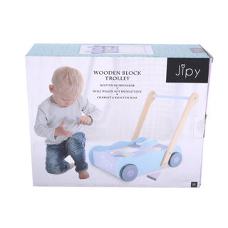 Jipy Wooden Block Cart avec des blocs de bois Uni