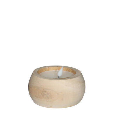 Idées bougie LED 4 saisons bois Ø12 h.6 cm avec minuterie marron