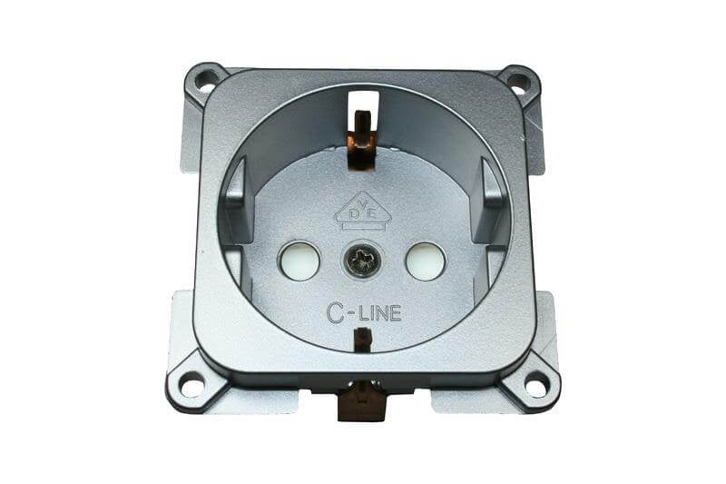 Prise murale C-line camping-car et caravane 230 volts argent - emballée