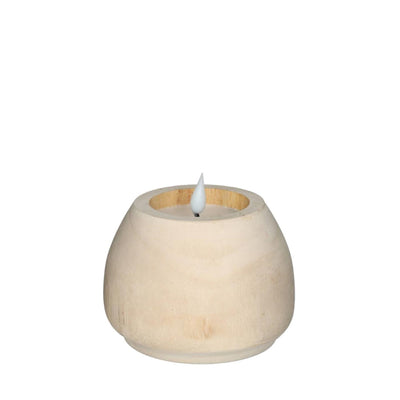 Idées bougie LED 4 saisons bois Ø12 h.8,5 cm avec minuterie marron