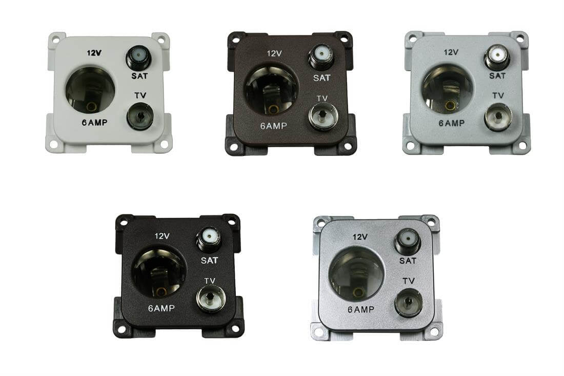 Prise C-line 12 volts avec antenne et connexion satellite, grise