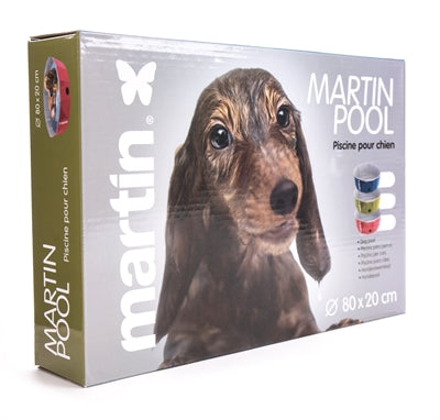 Martin dog pool bleu