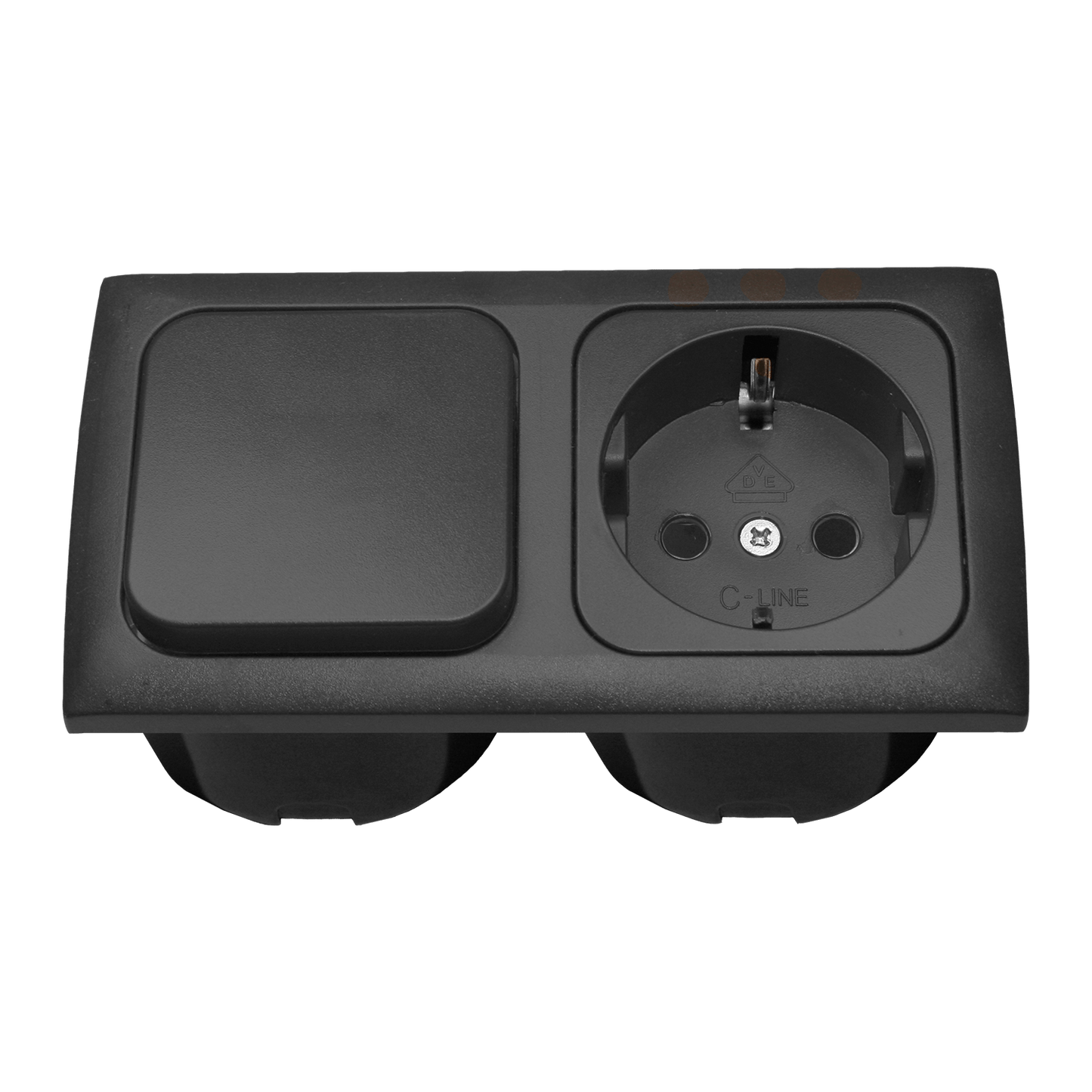 Combinaison interrupteur et prise murale C-line avec cadre opale 2x anthracite