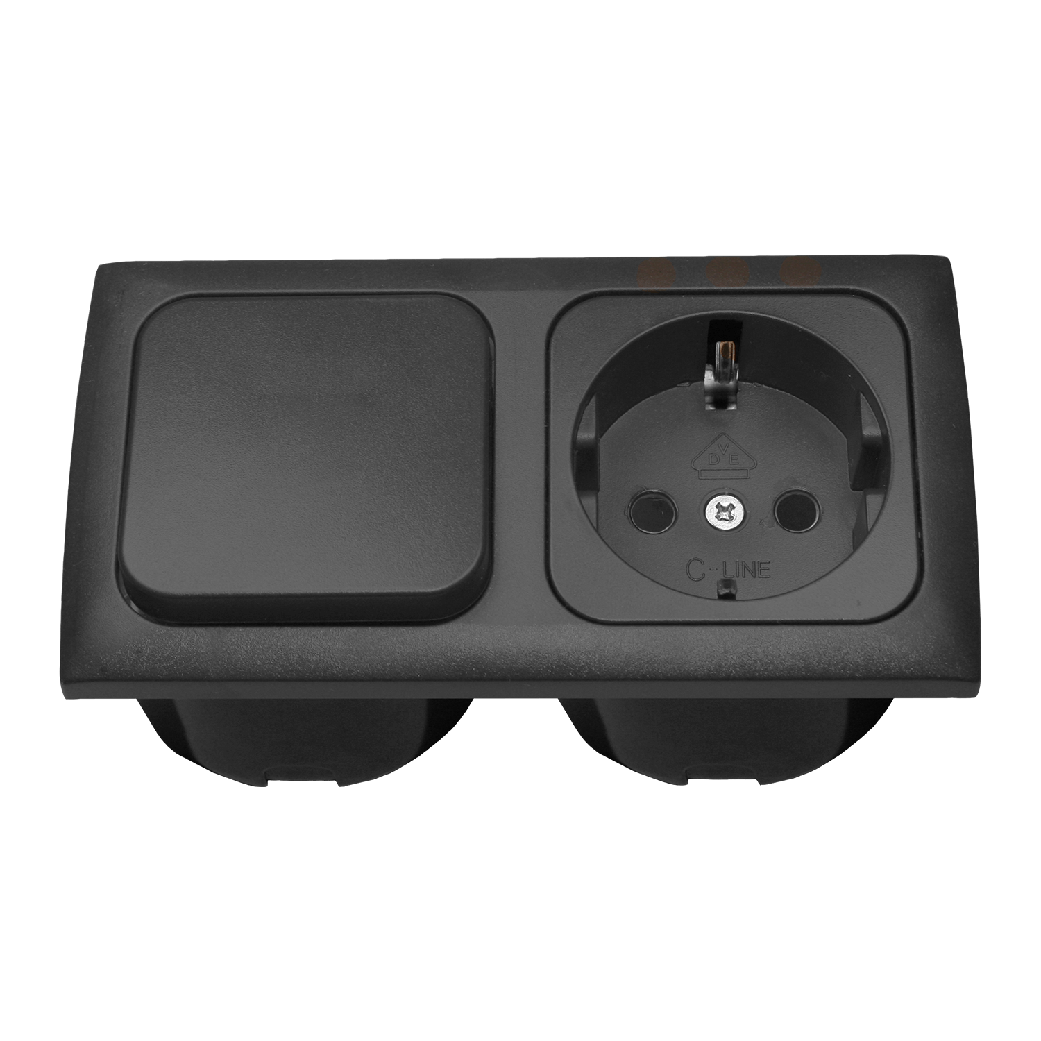 Combinaison interrupteur et prise murale C-line avec cadre opale 2x anthracite