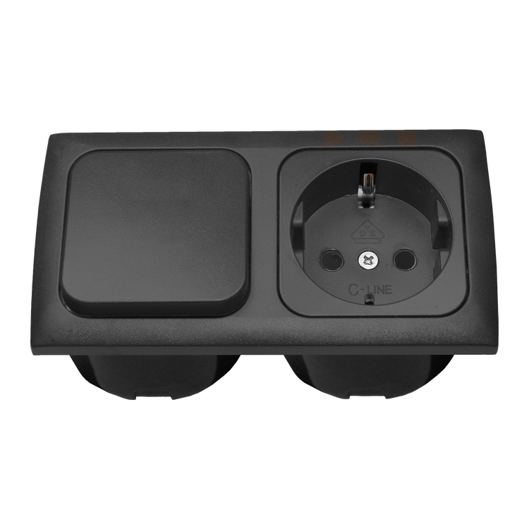 Combinaison interrupteur et prise murale C-line avec cadre opale 2x anthracite