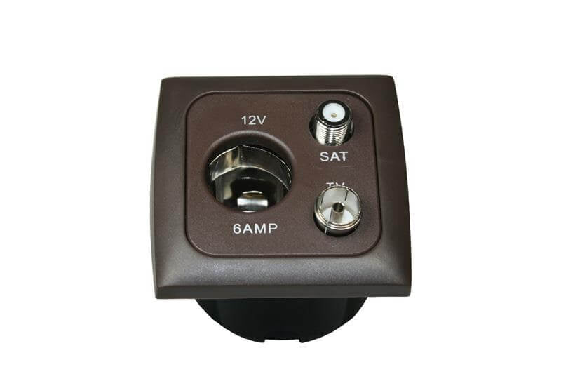 Prise C-line 12 volts avec antenne et connexion satellite avec cadre opale marron - emballée