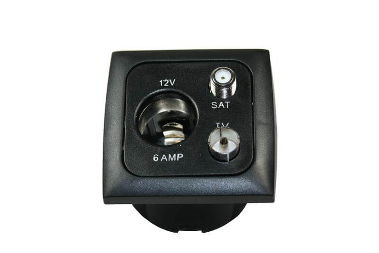 Prise C-line 12 volts avec antenne et connexion satellite avec cadre opale noir - emballée
