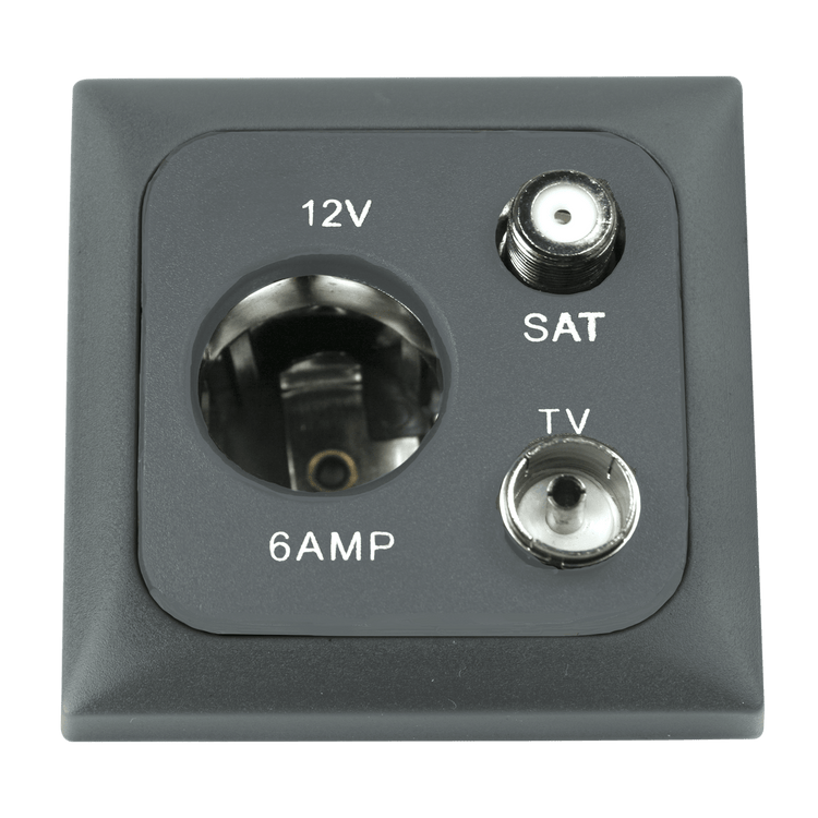 Prise C-line 12 volts avec antenne et connexion satellite avec cadre opale anthracite