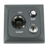 Prise C-line 12 volts avec antenne et connexion satellite avec cadre opale anthracite - sans emballage de vente