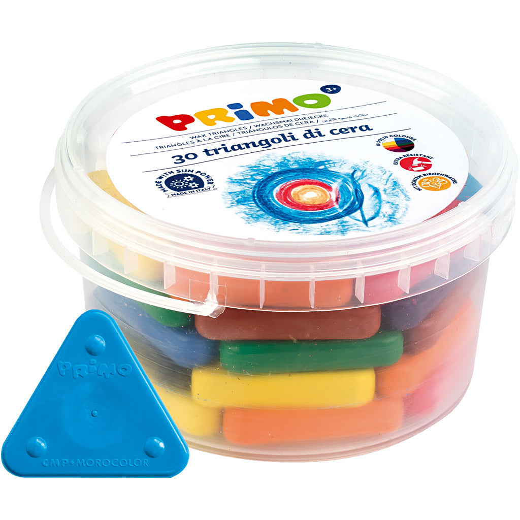 Crayons de cire Primo, différentes couleurs, 30 pièces, 1 boîte