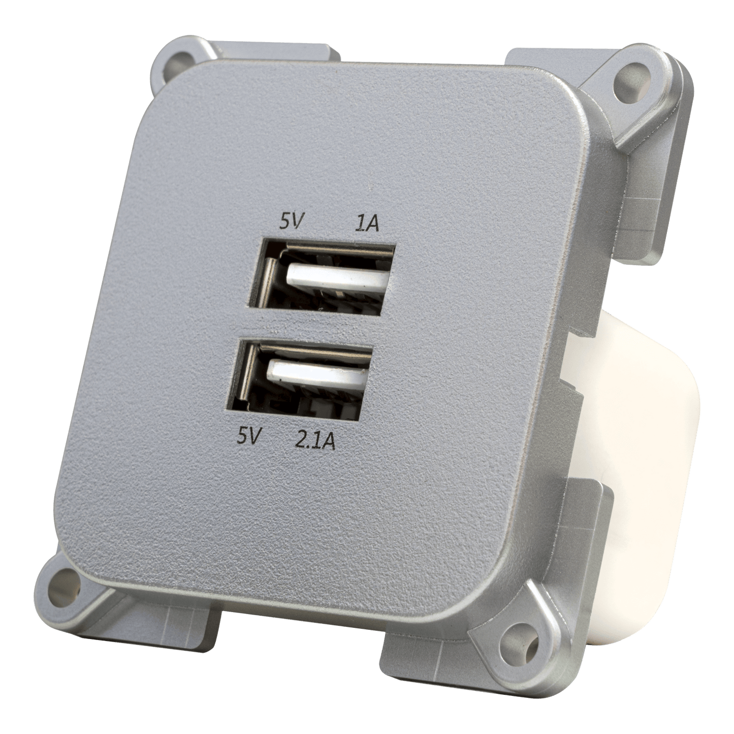 Prise murale C-line avec double chargeur USB-A argent