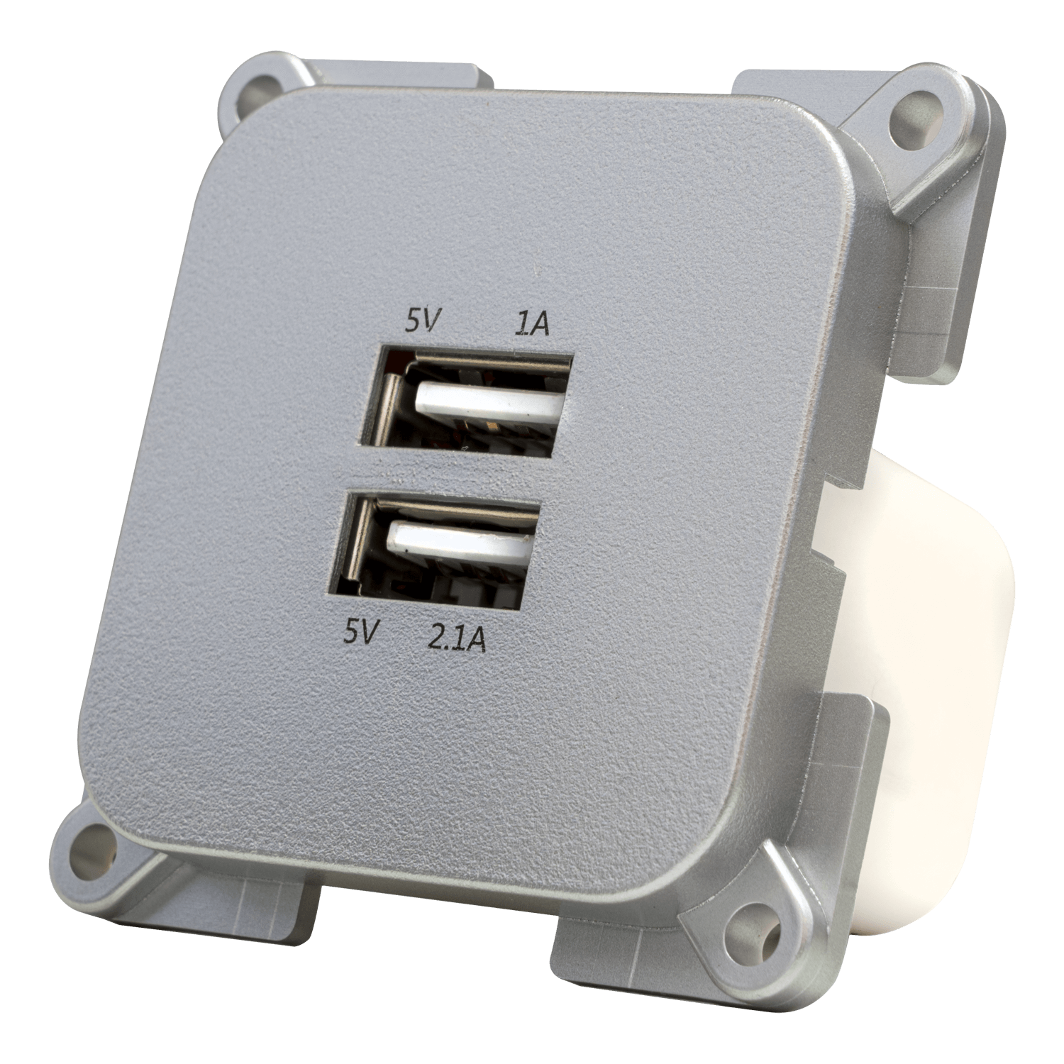 Prise murale C-line avec double chargeur USB-A argent