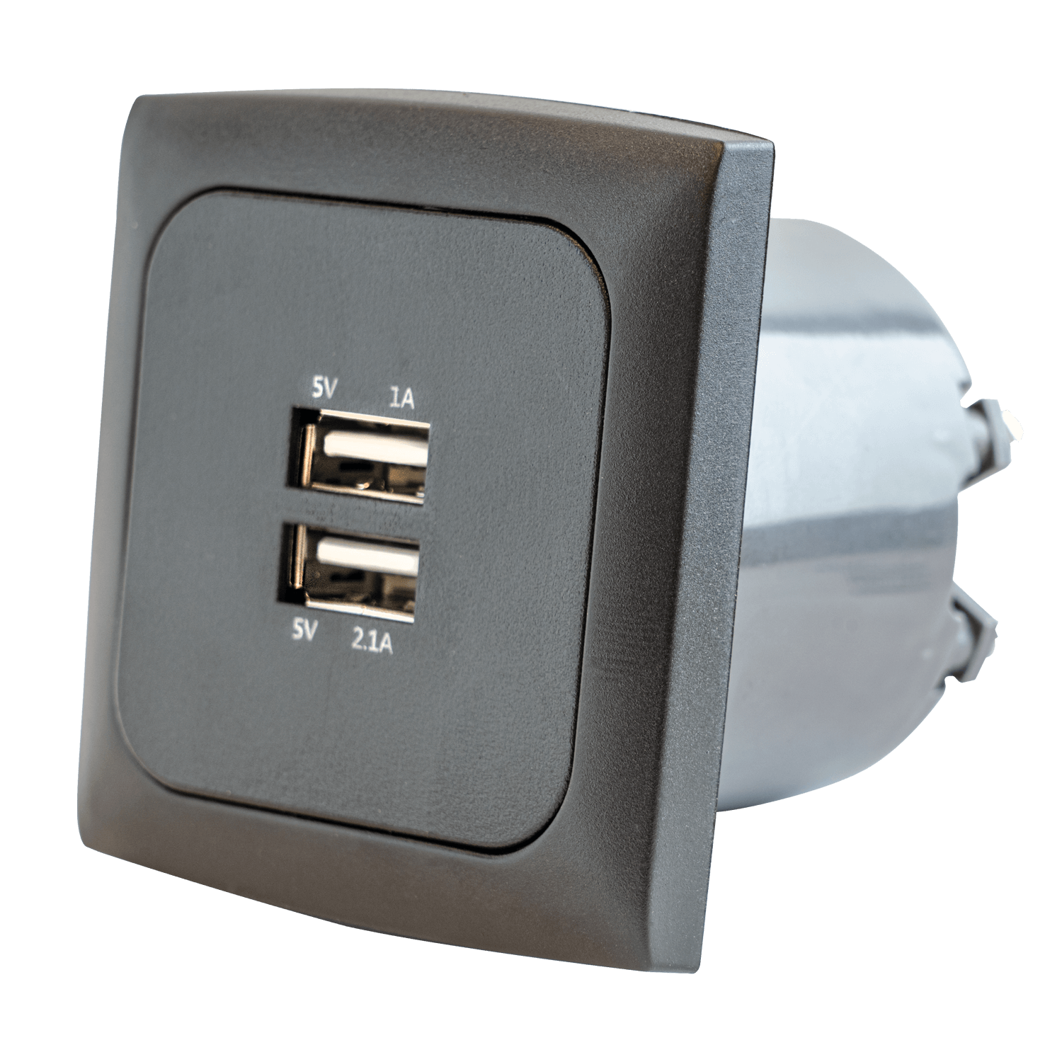 Prise murale C-line avec double chargeur USB-A avec cadre opale anthracite - sans emballage de vente