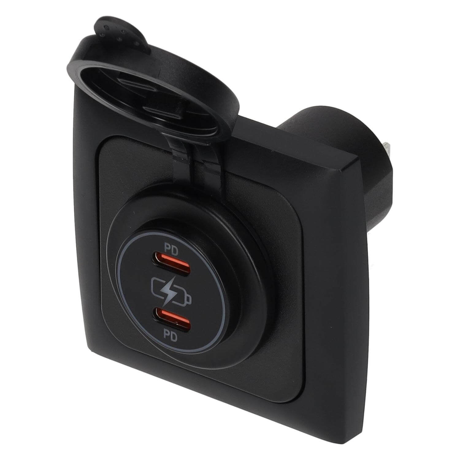 Chargeur C-line power line 2x USB-C PD 36W avec cadre de couverture opale noir - sans emballage de vente