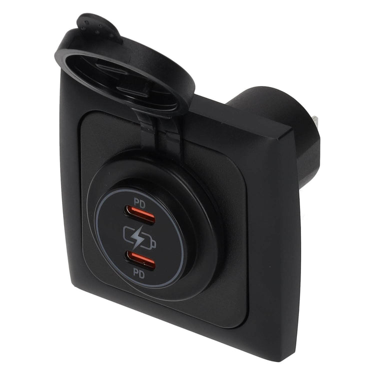 Chargeur C-line power line 2x USB-C PD 36W avec cadre de couverture opale noir - sans emballage de vente