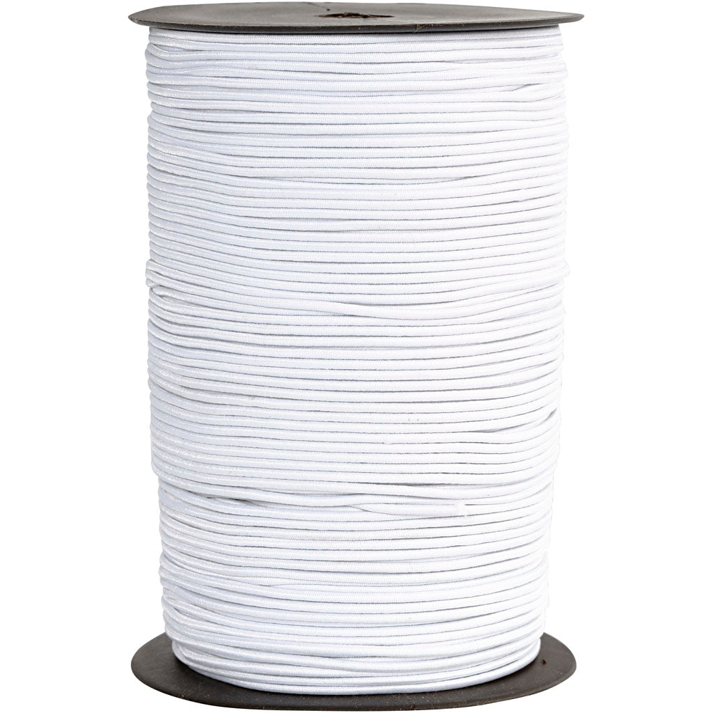 Cordon élastique Creativ company, épaisseur 2 mm, blanc, 250 m 1 rouleau