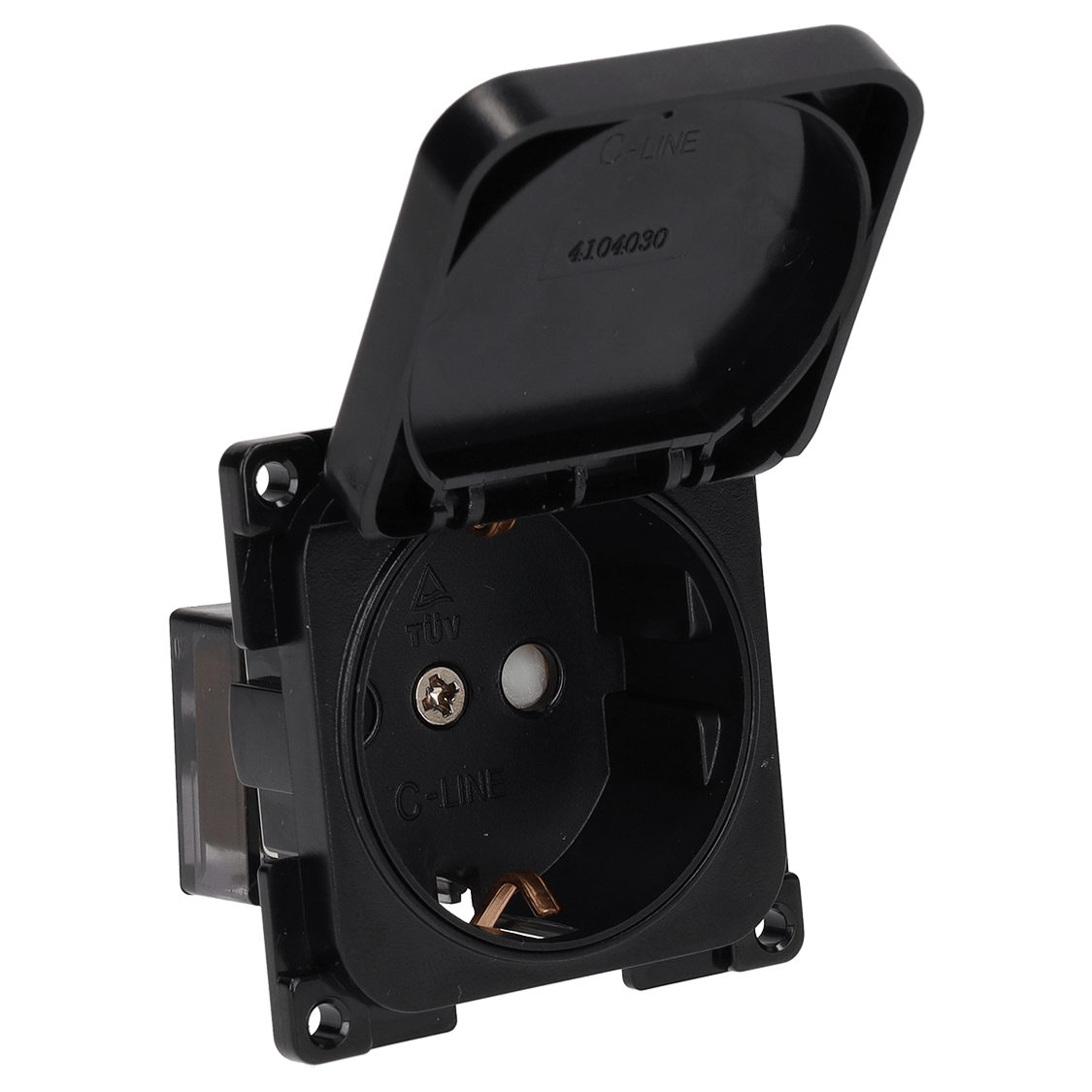 Prise murale C-line 230v avec couvercle rabattable noir - sans emballage de vente