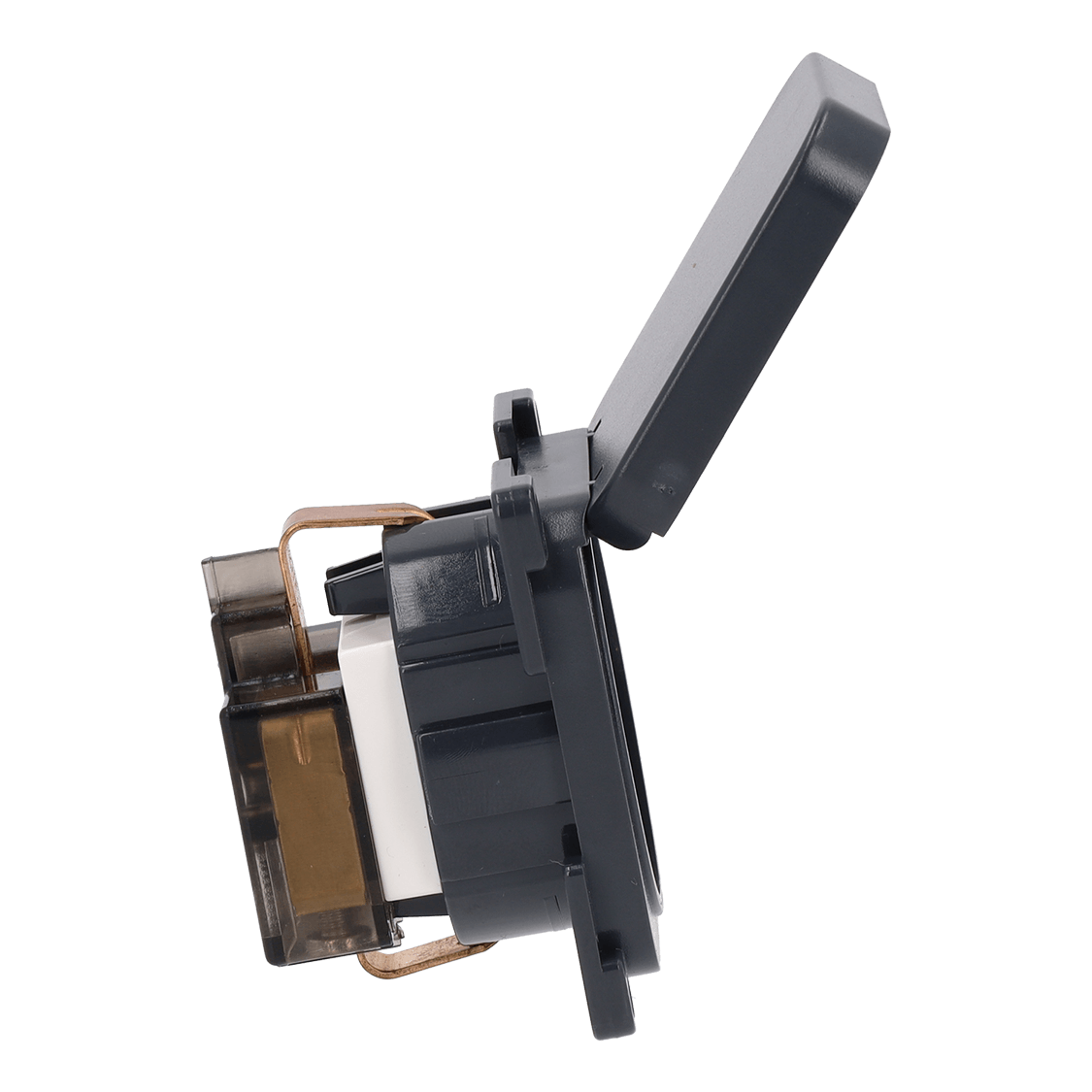 Prise murale C-line 230v avec couvercle rabattable anthracite - sans emballage de vente